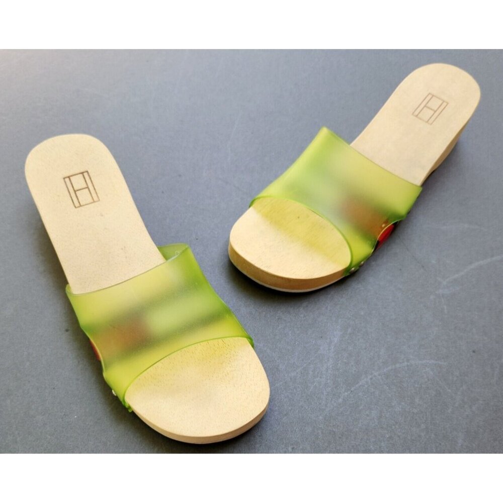 Tommy Hilfiger Slides Green Translucent Sandals Womens Size 7 Clogs Slides Shoes